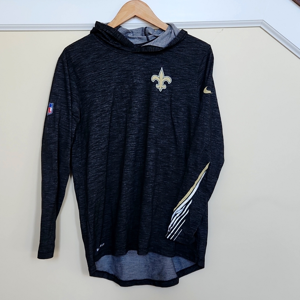 Nike dri fit long sleeve hoodie shirt medium new orleans Saints  NFL chevron